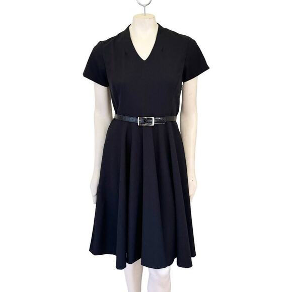 NWT VTG PENDLETON Wool Midi Dress in Black  Short sleeve A-line Belted  SZ 8P - Picture 1 of 11
